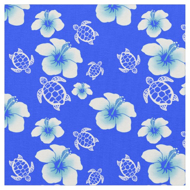 Tissu Hawaïen bleu de Honu de ketmie (Fermer)