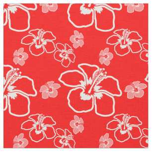 Tissu Hawaïen rouge de ketmie