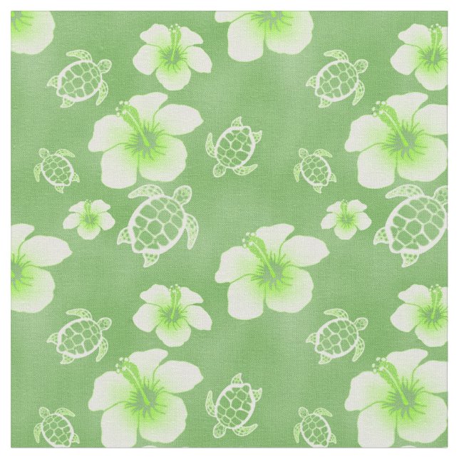 Tissu Hawaïen vert de Honu de ketmie (Fermer)