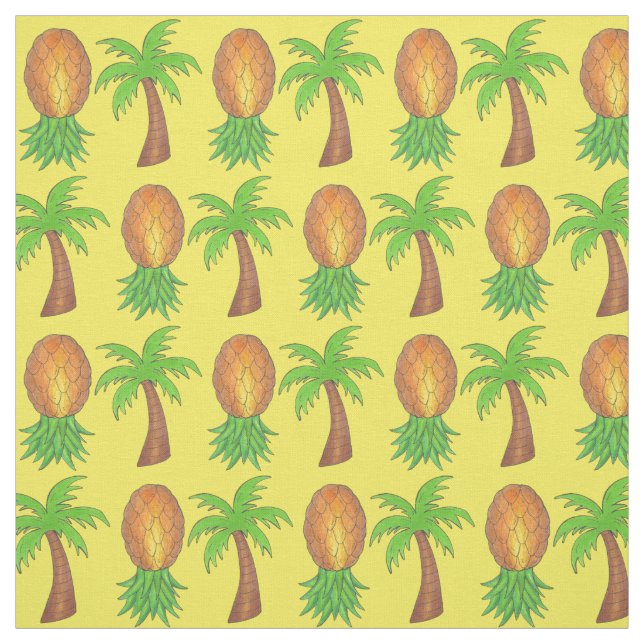 Tissu Hawaii Ile tropicale Palmiers Ananas Fruit (Échantillon)