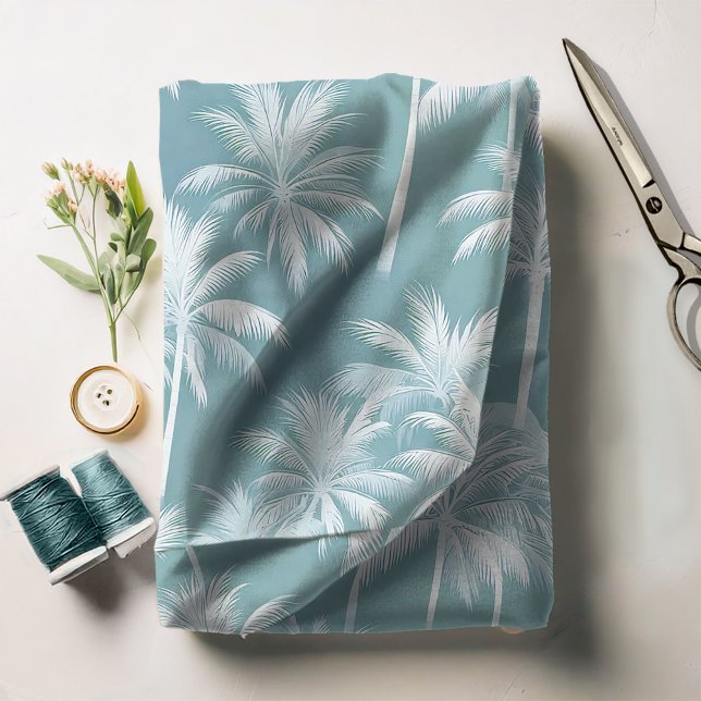 Tissu Hawaiian Palm Tree Silhouette Motif Turquoise ID10 (Créateur téléchargé)