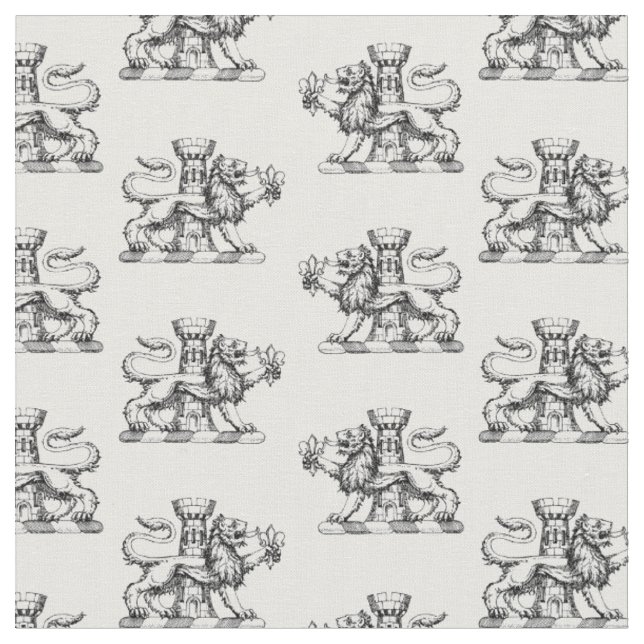 Tissu Heraldique Lion Tower Fleur de Lis Crest Emblem (Fermer)