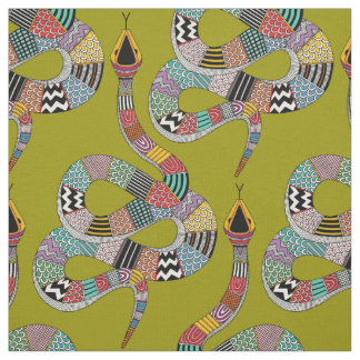 Tissu herbe de serpent graphique verte