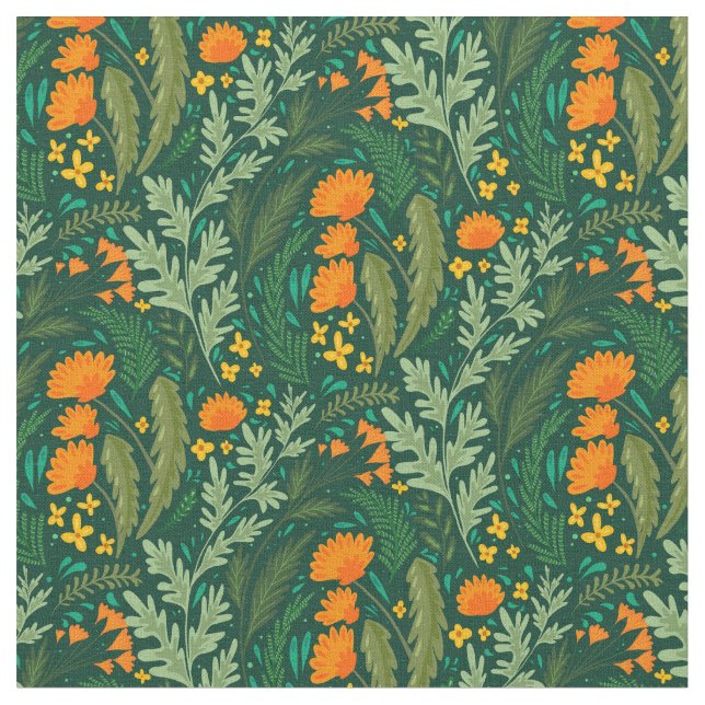 Tissu Herbes et fleurs des champs (Fermer)