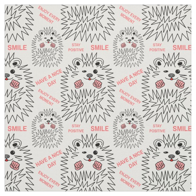 Tissu Hérisson drôle Et Motif De Texte Positif (Échantillon)
