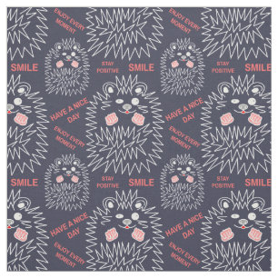 Tissu Hérisson Et Motif De Texte Positif Pour Noir
