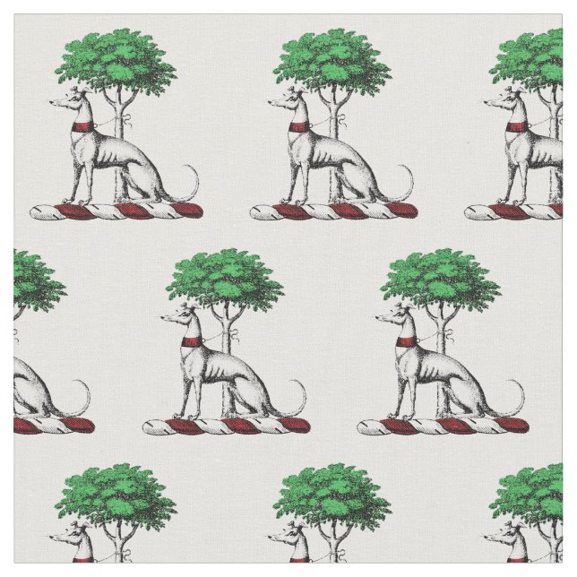 Tissu Héritier de Greyhound Whippet avec arbre héraldiqu (Fermer)