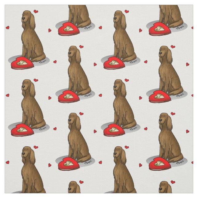 Tissu Heureuse Sainte-Valentin Be Mine Irish Setter (rou (Échantillon)