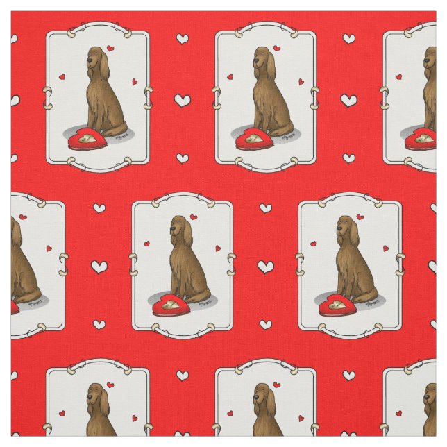 Tissu Heureuse Sainte-Valentin Be Mine Irish Setter (rou (Échantillon)