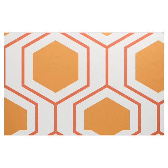 Tissu Hexagon abstract geometrical pattern en orange et (Fat Quarter)