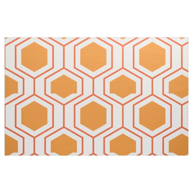 Tissu Hexagon abstract geometrical pattern en orange et (Fat Quarter)