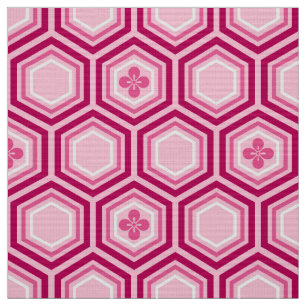 Tissu Hexagonal Kimono Imprimer, Bourgogne et rose