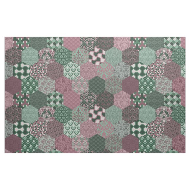 Tissu Hexagones de la marmite framboise et pin (Fat Quarter)