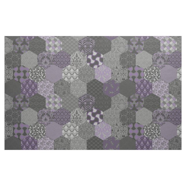 Tissu Hexagons violet et gris (Fat Quarter)