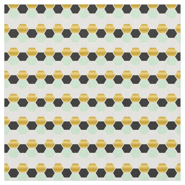 Tissu Hexagramme géométrique de la Monnaie d'or noir (Fermer)