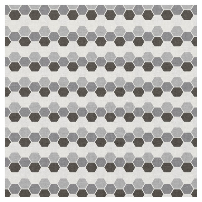 Tissu Hexagramme géométrique Hex gris noir (Fermer)