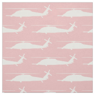 Tissu HH-60 Pave Hawk Silhouette blanc sur rose