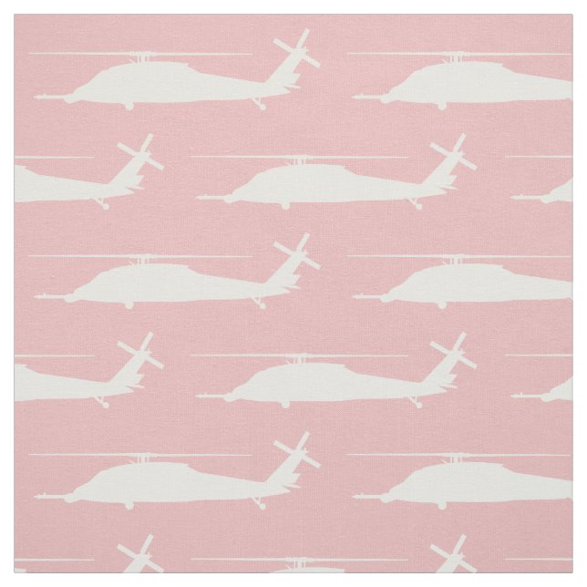 Tissu HH-60 Pave Hawk Silhouette blanc sur rose (Échantillon)