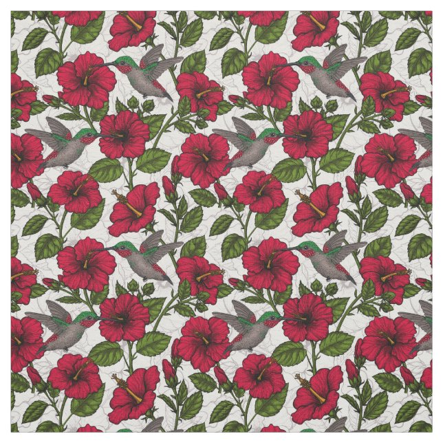 Tissu Hibiscus et colibris (Échantillon)