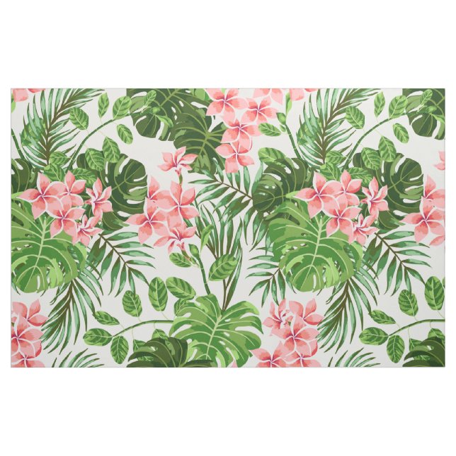 Tissu Hibiscus rose de la jungle tropicale (Yard)