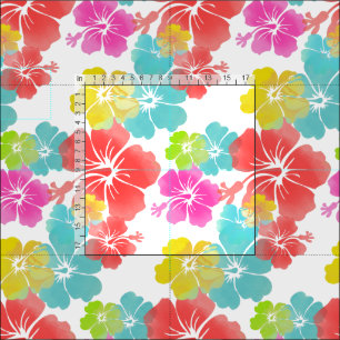 Tissu hibiscus/rose/vert/aqua de PixDezines