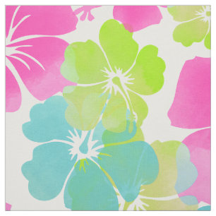 Tissu hibiscus/rose/vert/aqua de PixDezines