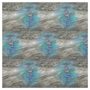 Tissu Hibou bleu magique de mode de plumage