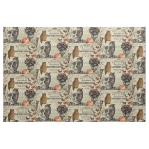 Tissu Hibou et crâne vintages modernes de Halloween