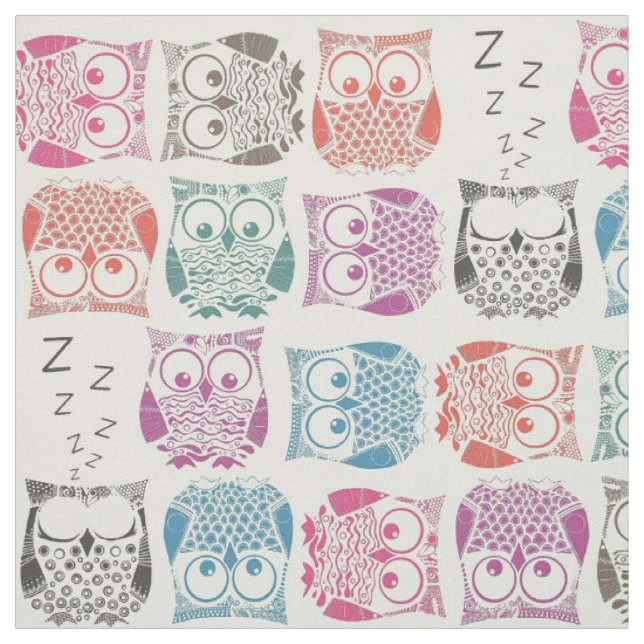 Tissu hibou sherbet léger (Échantillon)
