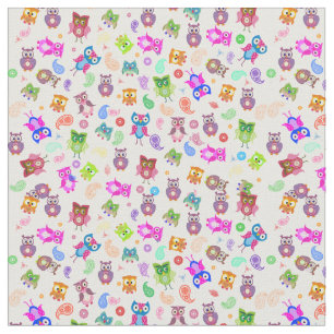 Tissu Hiboux d'arc-en-ciel de Clorful