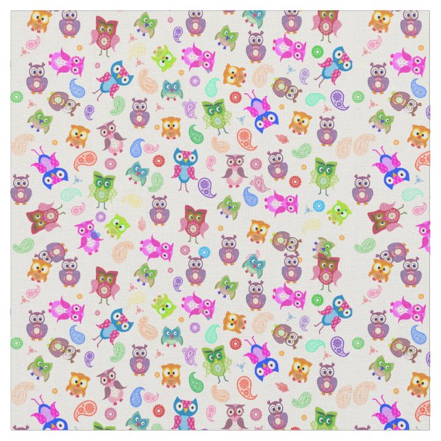 Tissu Hiboux d'arc-en-ciel de Clorful (Fermer)