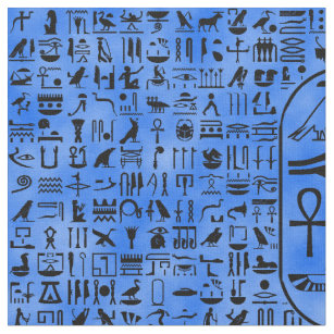 Tissu Hiéroglyphes bleus