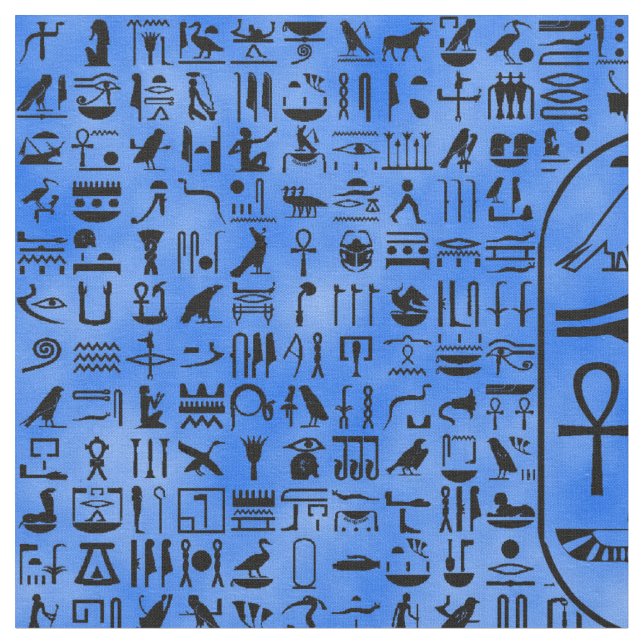 Tissu Hiéroglyphes bleus (Fermer)