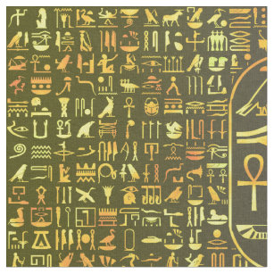 Tissu Hiéroglyphes d'or