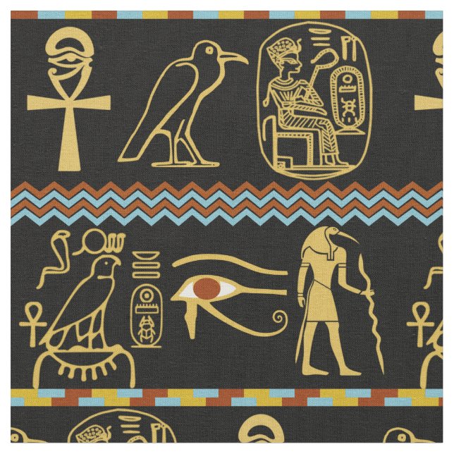 Tissu Hiéroglyphes égyptien Yeux de Horus Motif en mosaï (Fermer)