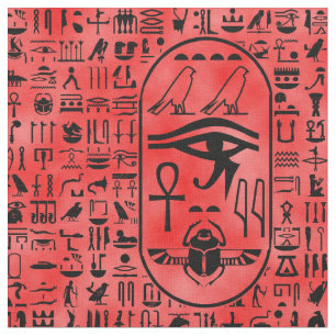 Tissu Hiéroglyphes rouges