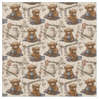 Tissu Highland Cow Morning Coffee Cozy Farmhouse Pattern