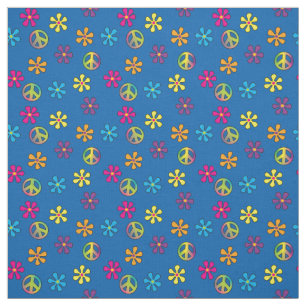 Tissu Hippie Paix et Douche Fleur