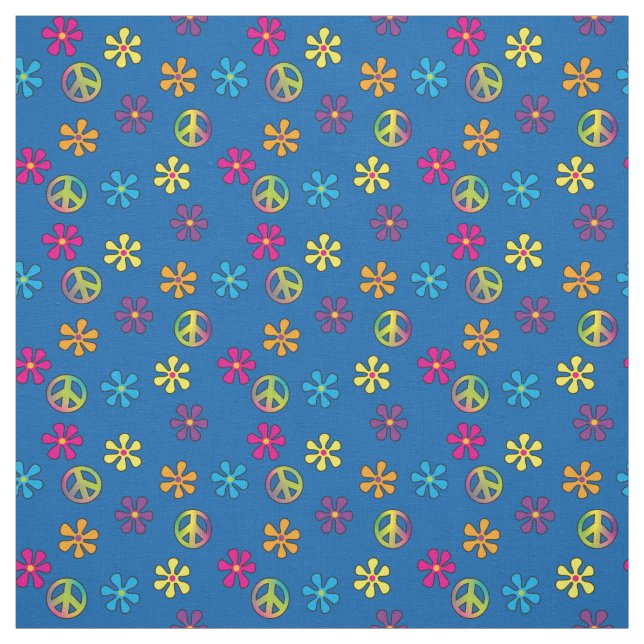 Tissu Hippie Paix et Douche Fleur (Échantillon)
