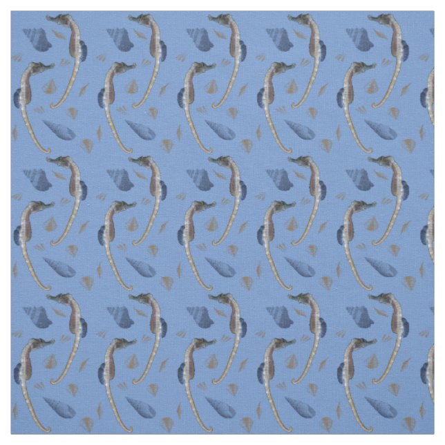 Tissu Hippocampe Frénétique (Bleu) (Échantillon)