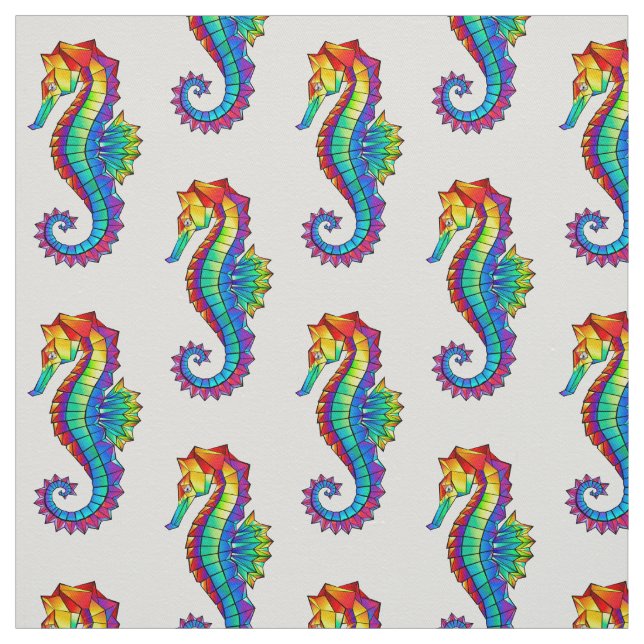 Tissu Hippocampe polygonal arc-en-ciel (Échantillon)