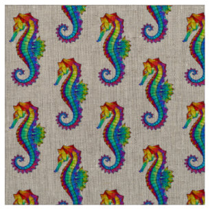 Tissu Hippocampe polygonal arc-en-ciel