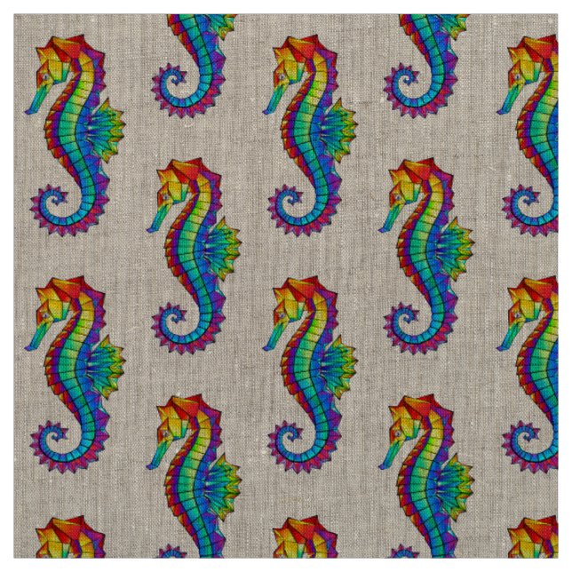 Tissu Hippocampe polygonal arc-en-ciel (Échantillon)
