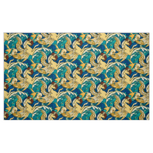 Tissu Hippocampes ailés Chevaux marins dans un motif océ
