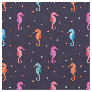 Tissu Hippocampes d'aquarelle sur le motif de bleu