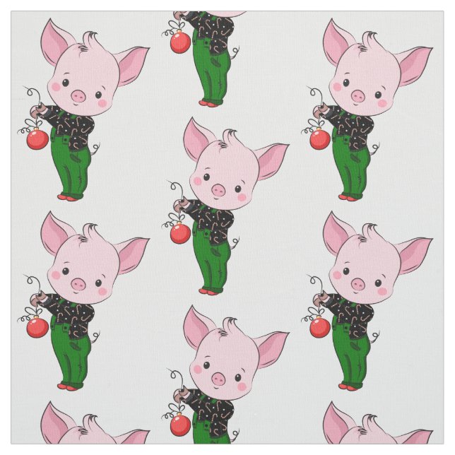 Tissu hipster cochon de noël (Échantillon)