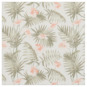 Tissu Hisbiscus Tropical Palm Tree Motif