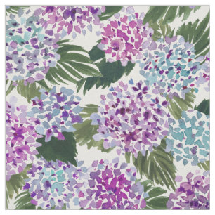 Tissu HIYA HYDRANGEA Painterly Purple Floral Aquarelle