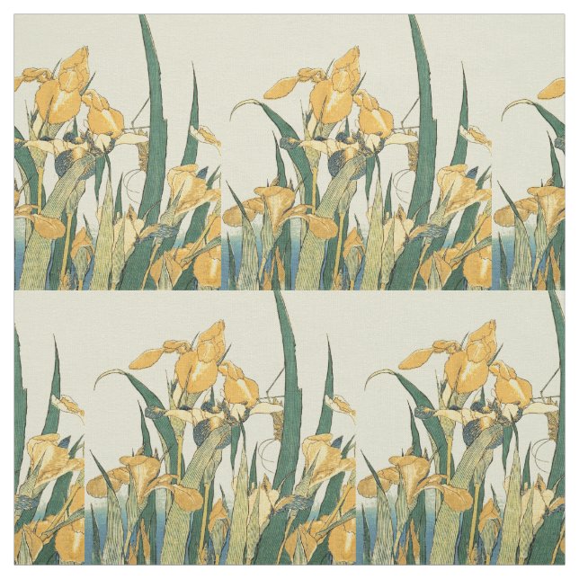 Tissu Hokusai grasshopper et iris Japon (Échantillon)