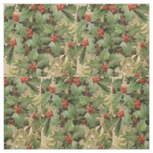 Tissu Holly Tree Noël Vintage